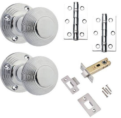 Beehive Mortice Door Knob PackPolished ChromeDoor Knob/tubular Latch/hingesDesigner Levers from B&Q