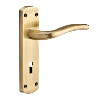 Goodrich Lever Lock Door HandleAntique BrassPairDesigner Levers from B&Q