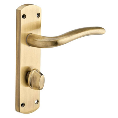 Goodrich Lever Bathroom Thumb Lock Door HandleAntique BrassPairDesigner Levers from B&Q