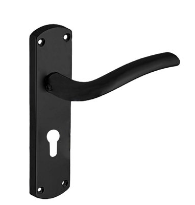 Goodrich Lever Euro Lock Door HandleMatte BlackPairDesigner Levers from B&Q