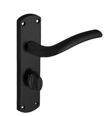 Goodrich Lever Bathroom Thumb Lock Door HandleMatte BlackPairDesigner Levers from B&Q