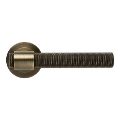 Kensington Knurled Lever On Rose Door HandleAntique BrassPairDesigner Levers from B&Q
