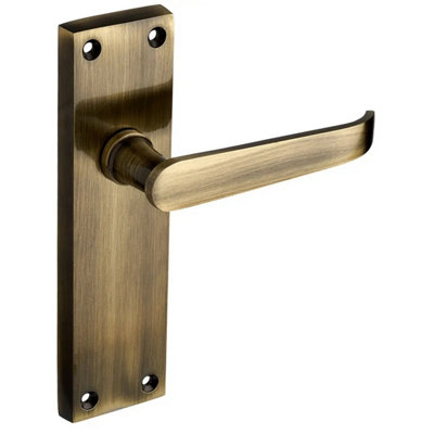 Victorian Straight Lever Door Handles - Antique Brass - 1 Pair - Latch Door Handle - Interior Use - Long Latch 5034344279827 - Image 2