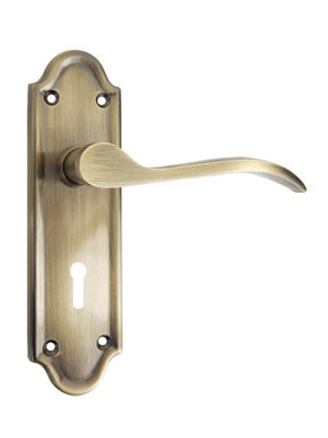 Kennington Lever Lock Door HandleAntique BrassPairDesigner Levers from B&Q