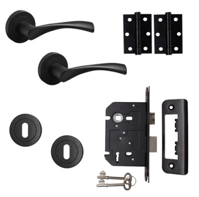 Marvel Lever On Rose Sashlock Door HandleMatte BlackComplete Door PackDesigner Levers from B&Q