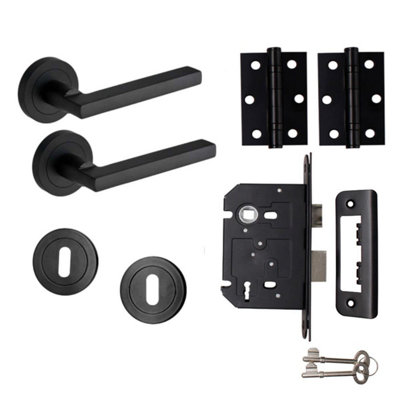 Scylla Lever On Rose Sashlock Door HandleMatte BlackComplete Door PackDesigner Levers from B&Q