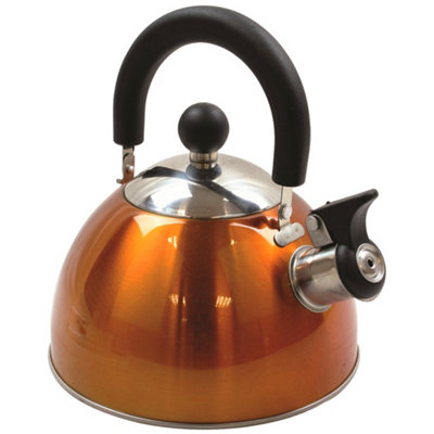 Highlander Deluxe Stainless Steel Whistling Kettle Orange from B&Q