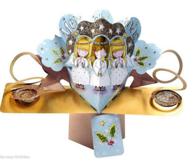 Second Nature Merry Christmas / Little Angles Petite Open Christmas Pop Up Card Xpopm036