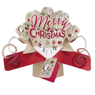 Second Nature Merry Christmas Petite Open Christmas Pop Up Card Xpopm037