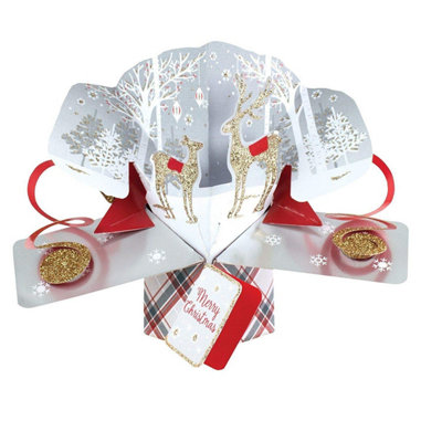 Reindeers Petite Christmas Pop-Up Greeting Card Second Nature 3D Pop Up Cards