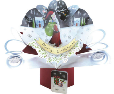 Second Nature Santa With Sack Open Christmas Pop Up Card Xpop039