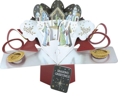 Second Nature Nativity / 3 Wise Men Open Christmas Pop Up Card Xpop041