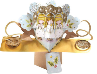 Second Nature Three Angels Open Christmas Pop Up Card Xpop042
