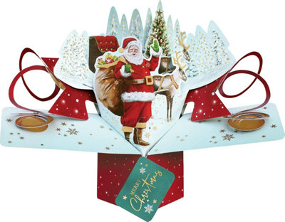 Second Nature Santa And Sleigh 3D Pop Up Christmas Card