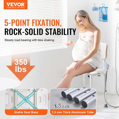Vevor Shower Chair With Back Adjustable Height Non Slip For Elderly Disabled Handicap Inside Shower Bathtub from B&Q