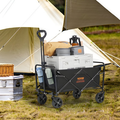 B&Q -  Collapsible Trolley Folding Wagon Beach Cart With All Terrain Wheels And Drink Holders For Camping Shopping