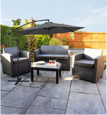 Groundlevel 3M Grey Outdoor Cantilever Banana Garden Parasol from B&Q