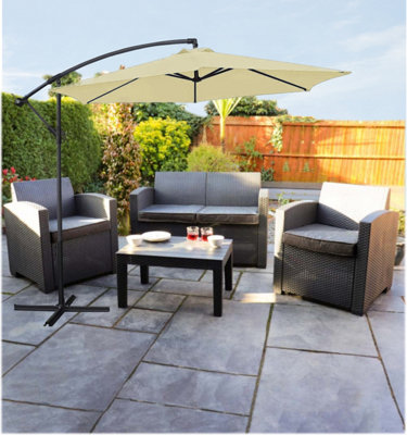 Groundlevel 3M Cream Outdoor Cantilever Banana Garden Parasol from B&Q