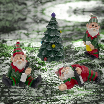 Groundlevel Set Of 4 Naughty Garden Christmas Gnomes from B&Q