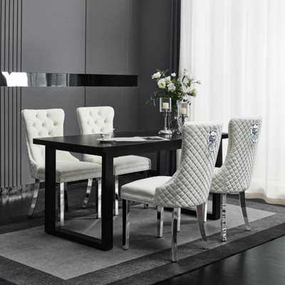 Groundlevel Set Of 2 Plush Velvet Dining Chairs With Lion Head Knocker from B&Q