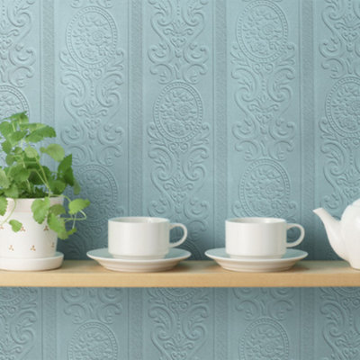 Anaglypta White Luxury Textured Vinyl Louisa Rd750