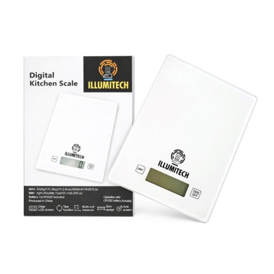 HSD Digital Kitchen Scale 1G Up To 5Kg - Glass Platform, Lcd Display, Tare Function, Multi-Unit G/oz/lb/ml, Slim Design