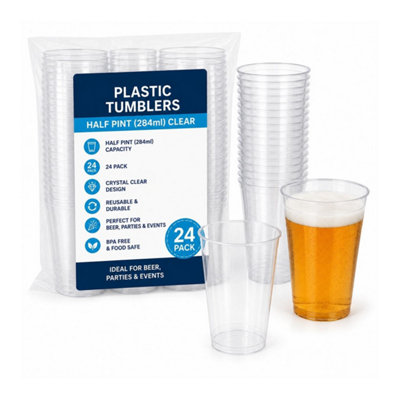 HSD Plastic TumblersHalf Pint Clear (24 Pack)Reusable Drinking Cups For Parties & Events from B&Q