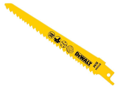 5 X Dewalt Dt2344-Qz Bi-Metal Reciprocating Blade For Wood Cordless 152mm from B&Q