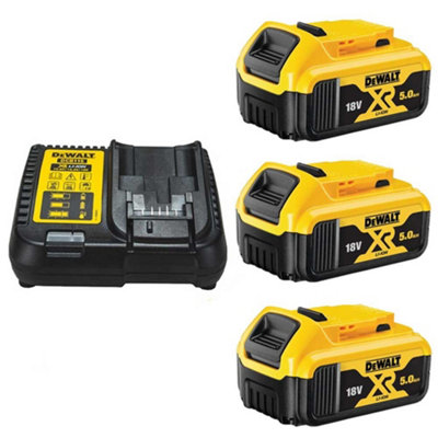 3 X Dewalt Dcb184 5.0Ah 18V Xr Lithium Ion Battery + Dcb115 Charger from B&Q