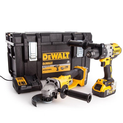 Dewalt Dck278P2 18V Xr Dcd996 Combi Drill & Dcg412 Angle Grinder Twin Pack Inc 2X 5.0Ah Batts from B&Q
