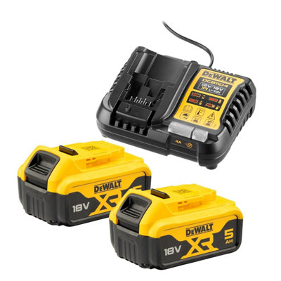 DewaltPack Of 2 Xr 18 V 5 Ah Li-Ion Batteries + ChargerDcb 1104 P 2-Qw from B&Q