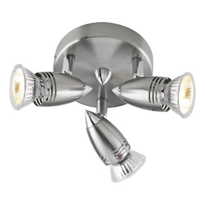 DAR Gemini 3 Light Plate Spotlight Satin Chrome (Multipack) from B&Q