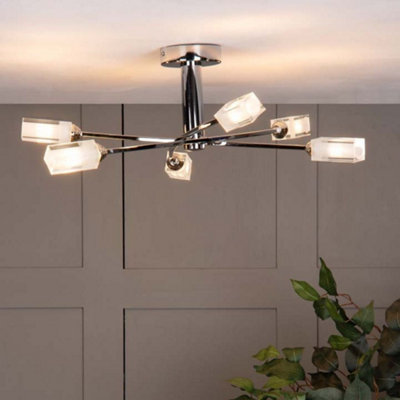Pagazzi Lighting Light Pagazzi Ing Icarus 6 Semi Flush Ceiling Polished Chrome - Image 3