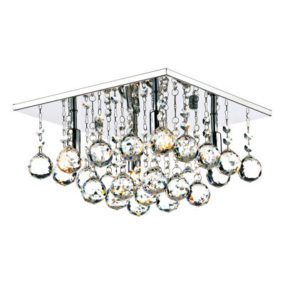 DAR Abacus 4 Light Flush Crystal And Polished Chrome from B&Q
