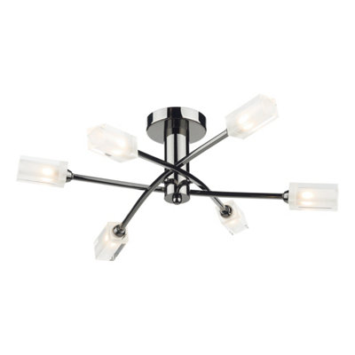 DAR Morgan 6 Light Semi Flush Black Chrome from B&Q