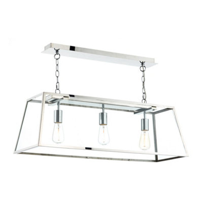 DAR Academy 3 Light Bar Pendant Polished Stainless Steel And Glass from B&Q