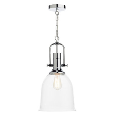 DAR Nolan 1 Light Pendant Polished Chrome/ Clear from B&Q