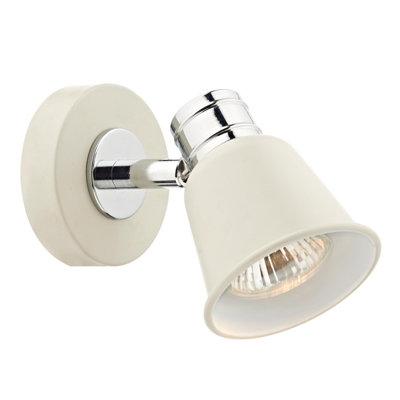 The Lighting Studio Fry Single Wall Spotlight Cream Polished Chrome from B&Q