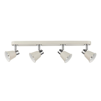 The Lighting Studio Fry 4 Light Bar Spotlight Cream Polished Chrome from B&Q