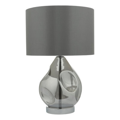 DAR Quinn Table Lamp Smoked Glass With Shade from B&Q