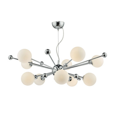 DAR Ursa 10 Light Pendant Polished Chrome Opal Glass from B&Q