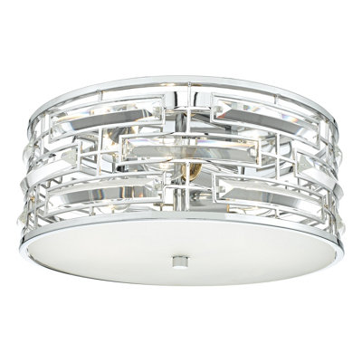 DAR Seville 3 Light Flush Polished Chrome Crystal With Diffuser from B&Q