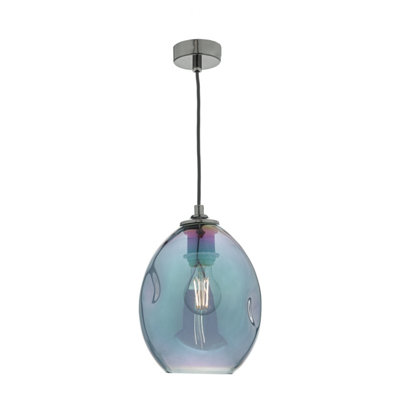DAR Rogan Pendant Black & Iridised Glass from B&Q