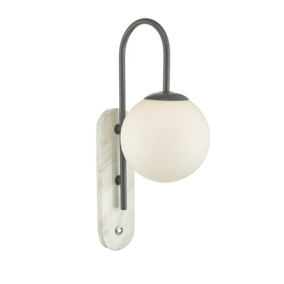 The Lighting Studio Deuce Bathroom Wall Light Marble Opal Glass Ip44 from B&Q