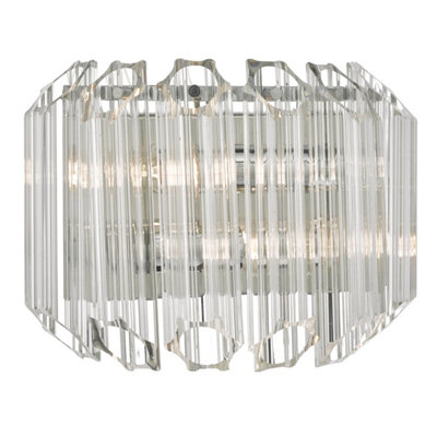 DAR Tuvalu 2 Light Wall Light Glass & Polished Chrome from B&Q