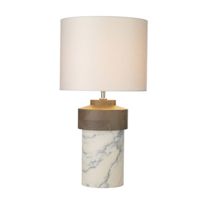 DAR Nomad Table Lamp Marble And Wood Base Only from B&Q