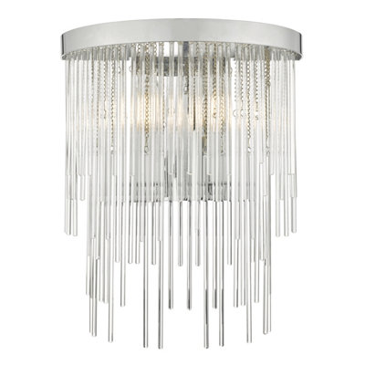 DAR Isla 2 Light Wall Light Polished Chrome And Clear Glass from B&Q