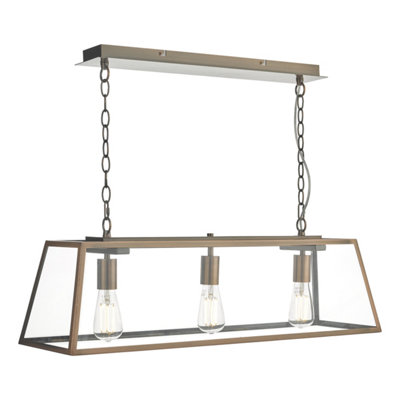 DAR Academy 3 Light Bar Pendant Antique Copper And Glass from B&Q