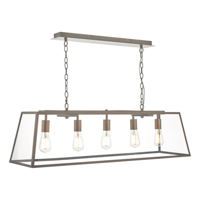 DAR Academy 5 Light Bar Pendant Antique Copper And Glass from B&Q