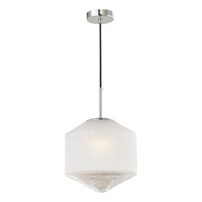 DAR Nisha 1 Light Pendant Polished Chrome And Frosted/clear Glass from B&Q
